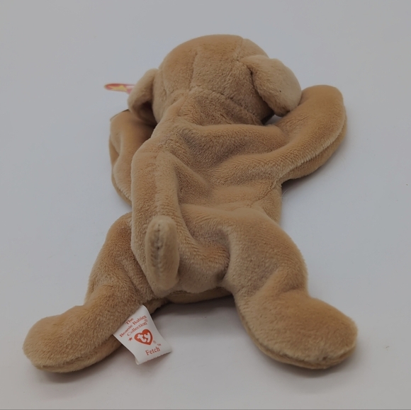 1997 Ty Beanie Baby Fetch Plush Dog Toy - Tan - Picture 4 of 6